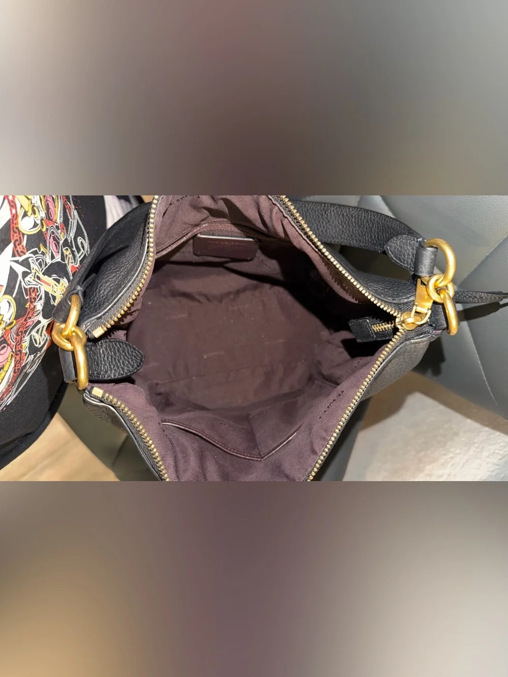 Coach Black Leather Shoulder Hobo with Gold Hardware